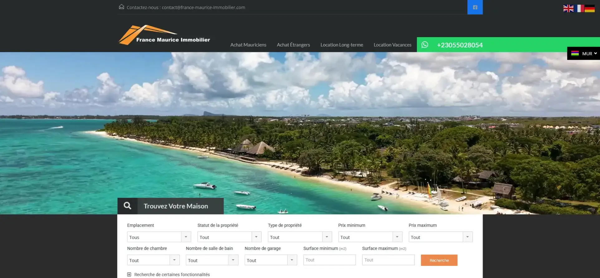 France-Maurice Immobilier website